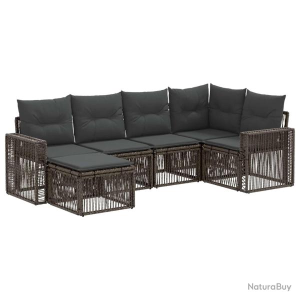 Ensemble de canap� de jardin 6 pcs Gris et Gris fonc� polyrotin