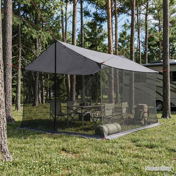 Tarp de camping avec murs en maille Gris et orange