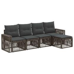 Ensemble de canap&eacute; de jardin 5 pcs Gris et Gris fonc&eacute; polyrotin