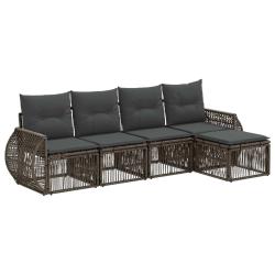 Ensemble de canap&eacute; de jardin 5 pcs Gris et Gris fonc&eacute; polyrotin