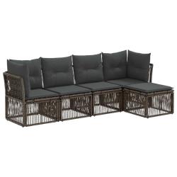 Ensemble de canap&eacute; de jardin 5 pcs Gris polyrotin