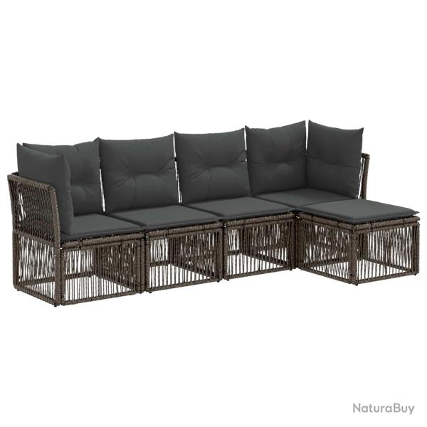 Ensemble de canap� de jardin 5 pcs Gris polyrotin