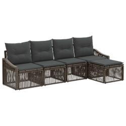 Ensemble de canap&eacute; de jardin 5 pcs Gris polyrotin