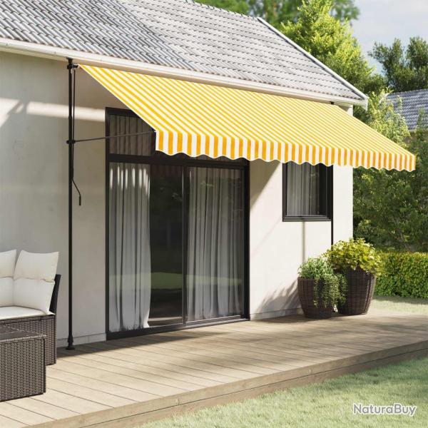 Tissu de remplacement de cantonni�re d'auvent jaune blanc 4 m