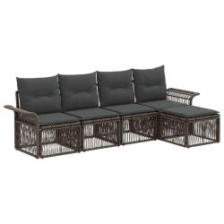 Ensemble de canap&eacute; de jardin 5 pcs Gris polyrotin