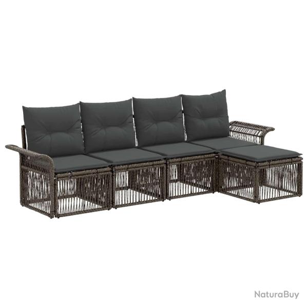 Ensemble de canap� de jardin 5 pcs Gris polyrotin
