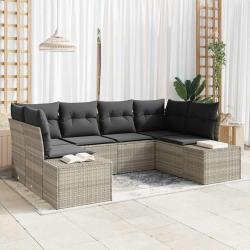 Ensemble de canap&eacute; de jardin 6 pcs Gris clair polyrotin
