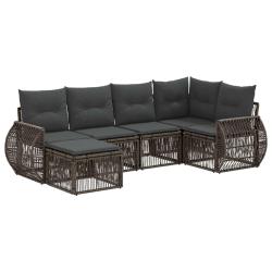 Ensemble de canap&eacute; de jardin 6 pcs Gris et Gris fonc&eacute; polyrotin