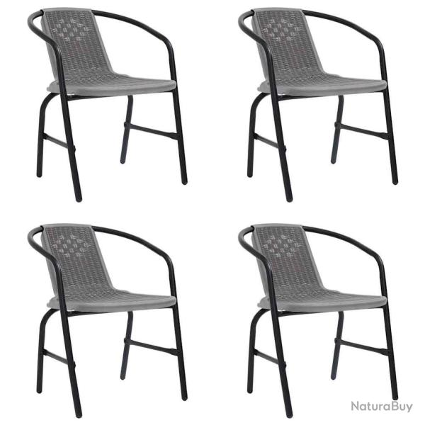 Chaises de jardin lot de 4 Rotin de plastique et acier 110 kg