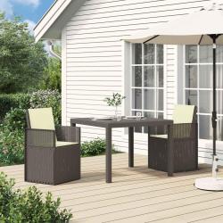 Chaises de jardin salle &agrave; manger 2 pcs Gris clair et Cr&egrave;me PP