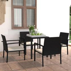 Ensemble de salle &agrave; manger pour jardin 5 pcs Noir polyrotin