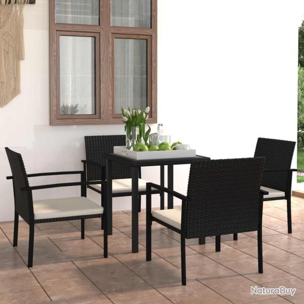 Ensemble de salle � manger pour jardin 5 pcs Noir polyrotin