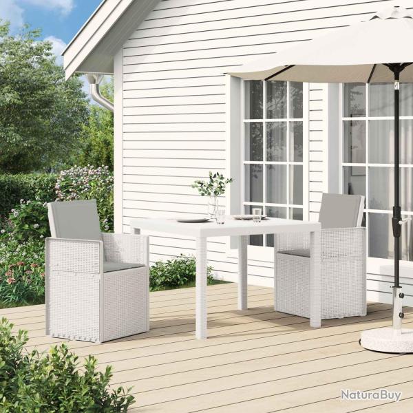 Chaises de jardin salle � manger 2 pcs Blanc et gris clair PP