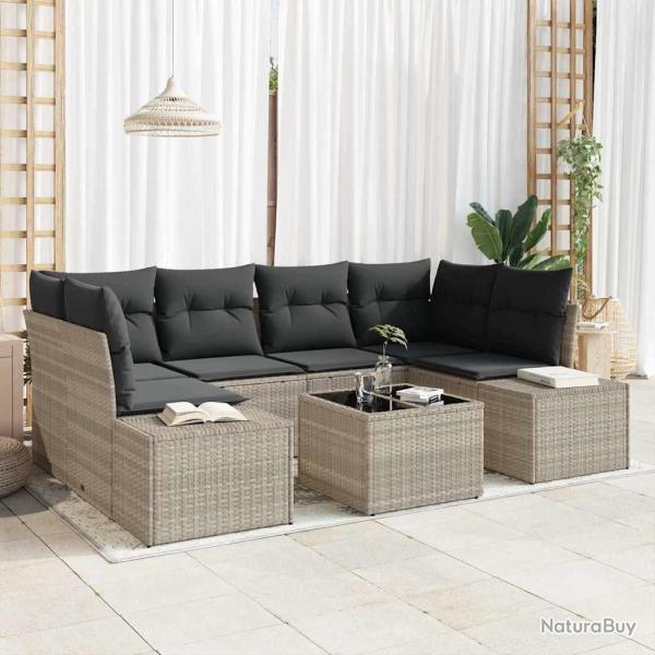 Ensemble de canap� de jardin 7 pcs Gris clair polyrotin