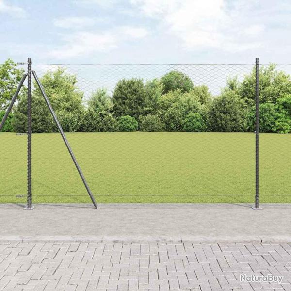 Cl�ture hexagonale avec base en b�ton 10 x 1,4 m Gris Maille