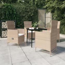 Ensemble &agrave; manger de jardin avec coussins 5 pcs Beige