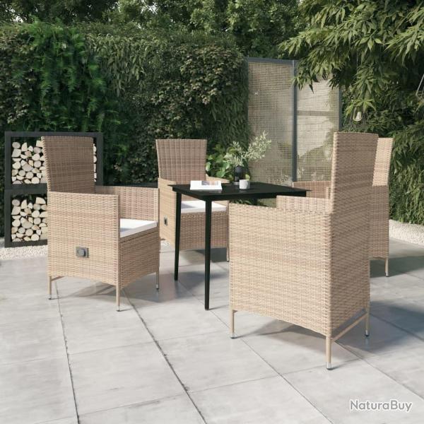 Ensemble � manger de jardin avec coussins 5 pcs Beige