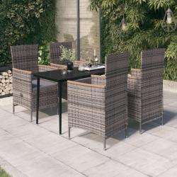 Ensemble &agrave; manger de jardin avec coussins 5 pcs Gris