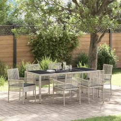 Ensemble de salle &agrave; manger pour jardin 7 pcs Gris clair
