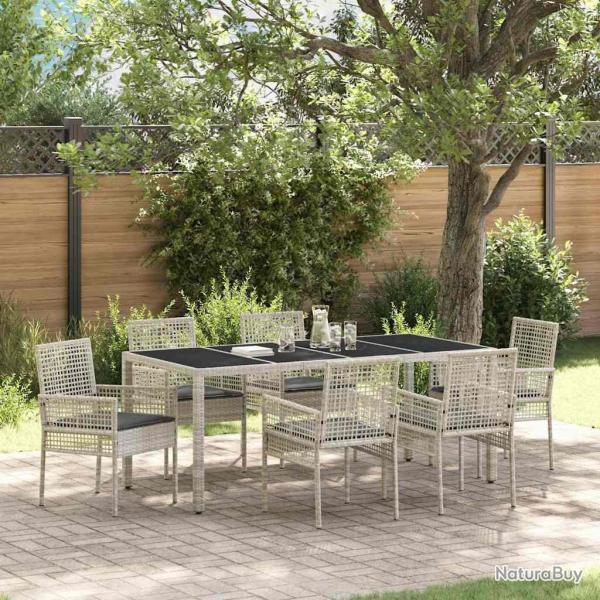 Ensemble de salle � manger pour jardin 7 pcs Gris clair