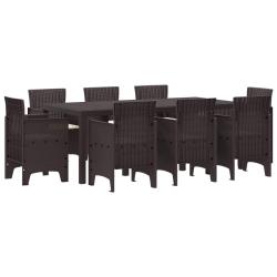 Ensemble de salle &agrave; manger pour jardin 9 pcs Marron
