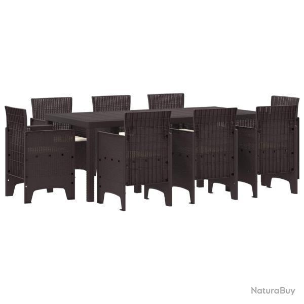 Ensemble de salle � manger pour jardin 9 pcs Marron