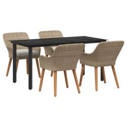Ensemble de salle &agrave; manger pour jardin 5 pcs Beige polyrotin