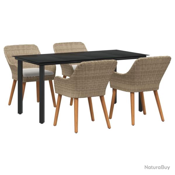 Ensemble de salle � manger pour jardin 5 pcs Beige polyrotin
