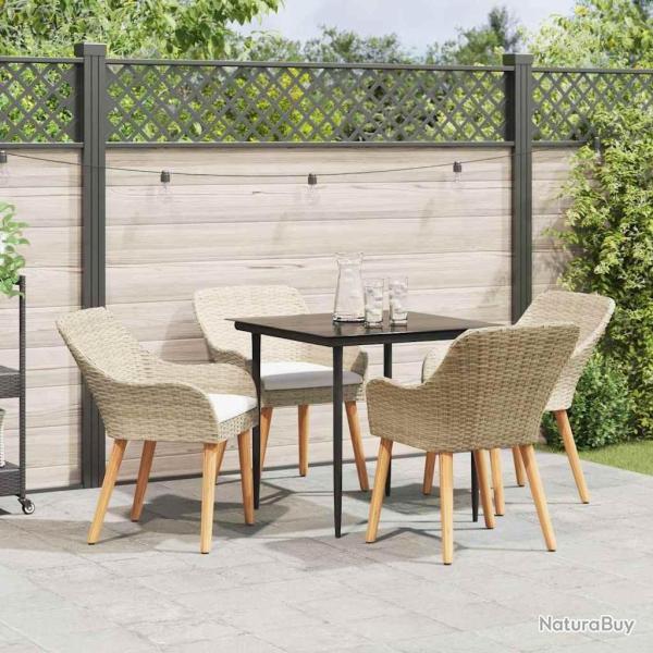 Ensemble de salle � manger pour jardin 5 pcs Beige polyrotin