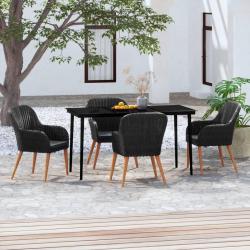 Ensemble &agrave; manger de jardin avec coussins 5 pcs Noir