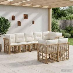 Ensemble de canap&eacute;s d'ext&eacute;rieur Naturel Polyester