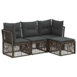Ensemble de canap&eacute; de jardin 4 pcs Gris polyrotin