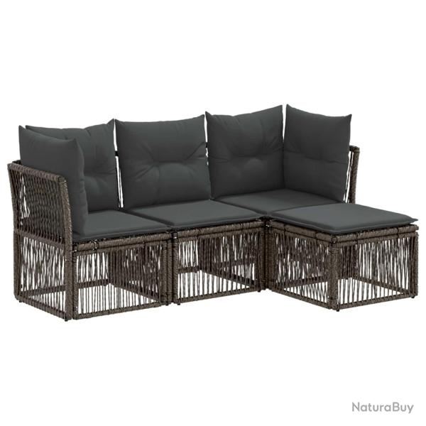 Ensemble de canap� de jardin 4 pcs Gris polyrotin