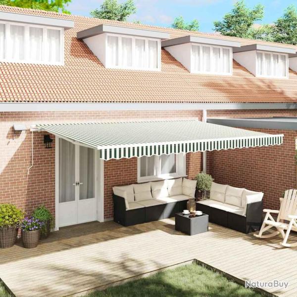 Auvent r�tractable Vert et blanc 500 � 300 cm