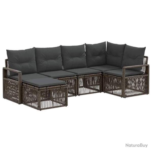 Ensemble de canap� de jardin 6 pcs Gris polyrotin