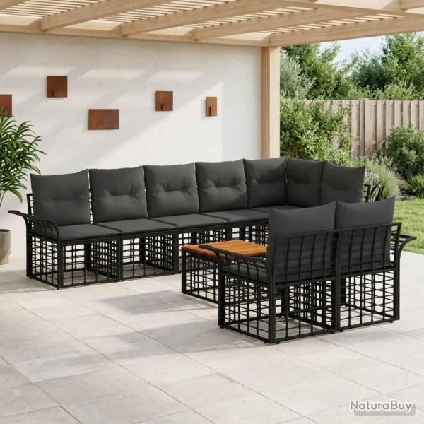 Ensemble de canap�s d'ext�rieur 9 pcs Noir et Gris fonc�