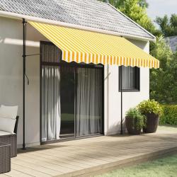 Tissu de remplacement de cantonni&egrave;re d'auvent jaune blanc 3 m