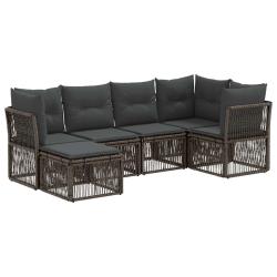 Ensemble de canap&eacute; de jardin 6 pcs Gris polyrotin