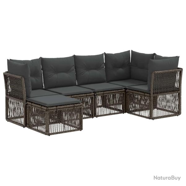 Ensemble de canap� de jardin 6 pcs Gris polyrotin