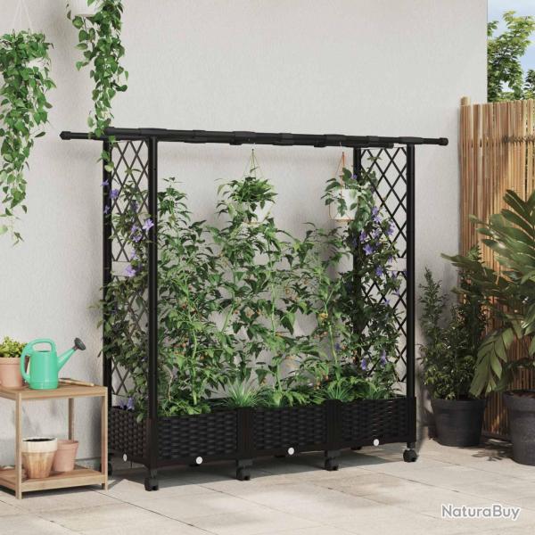 Lit �lev� avec Treillis et Toit Noir 164 x 40 x 127 cm PP
