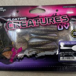 Leurres Fox Rage Creatures UV Shovel Shad 9cm golden glitter