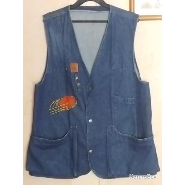 Gilet de ball trap tissu jeans.