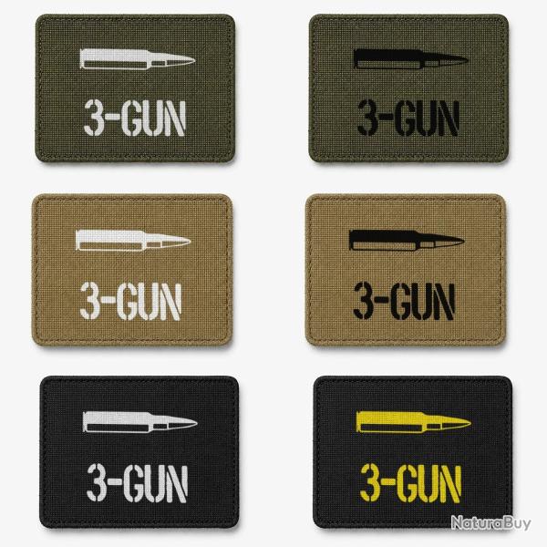 Patch velcro 3-Gun Cartouche - �cusson tir sportif tiss� 10x7 cm