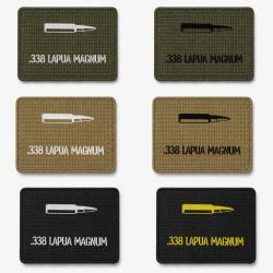 Patch velcro .338 LAPUA MAGNUM - &Eacute;cusson tir sportif tiss&eacute; 10x7 cm