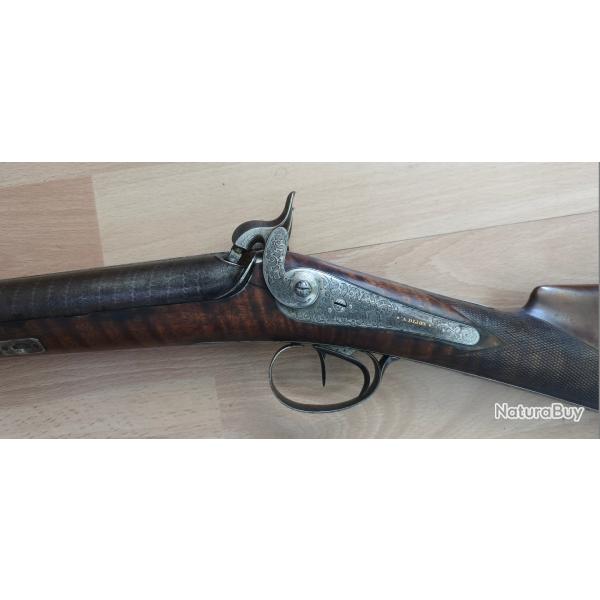 Fusil de collection � piston "Lizouard" � "Dijon" magnifique canon "Damas" type barbel�
