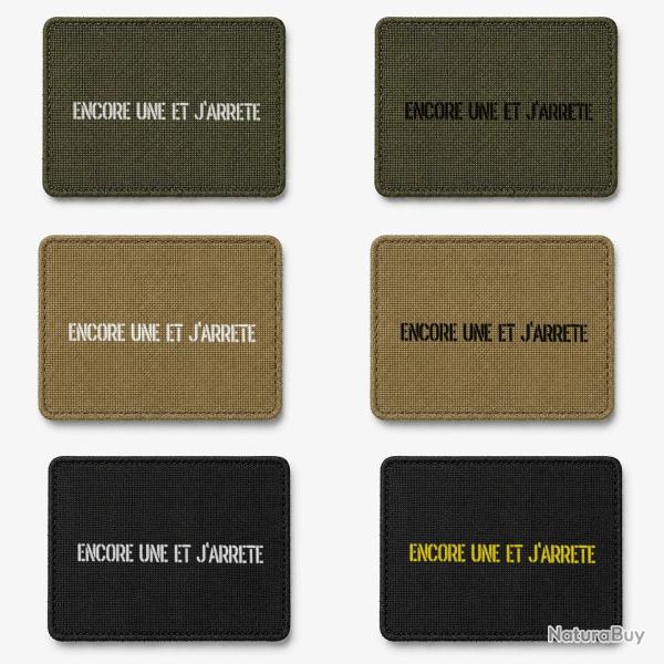 Patch velcro Encore Une et J'arr�te - �cusson tir sportif tiss� 10x7 cm