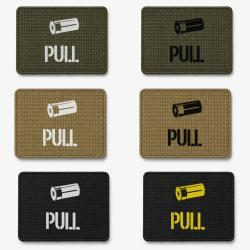 Patch velcro Pull - &Eacute;cusson tir sportif tiss&eacute; 10x7 cm