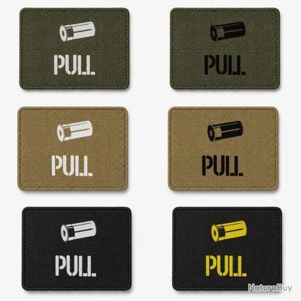 Patch velcro Pull - �cusson tir sportif tiss� 10x7 cm