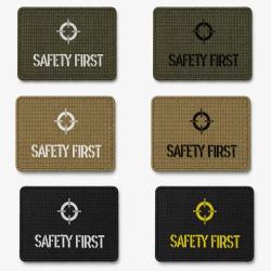Patch velcro SAFETY FIRST - &Eacute;cusson tir sportif tiss&eacute; 10x7 cm