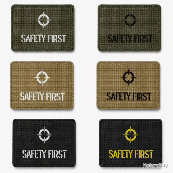 Patch velcro SAFETY FIRST - �cusson tir sportif tiss� 10x7 cm